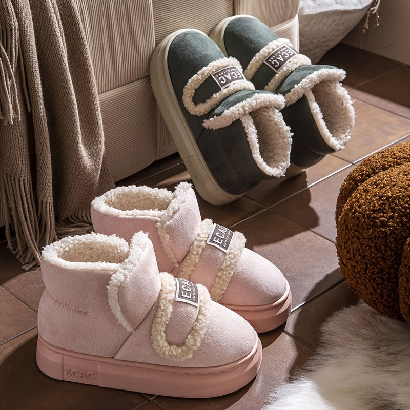 Women's Ankle Boots Minimalist High-Top Short Plush Lined Color Block