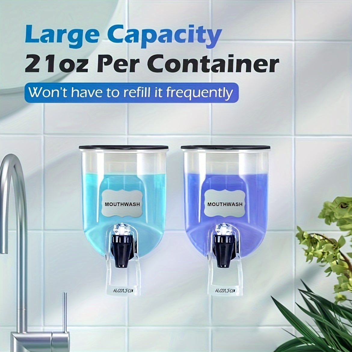 Manual Wall-Mounted Mouthwash Dispenser No Electricity Needed Durable Plastic