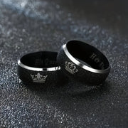 Set of 2 Stainless Steel Crown Couple Rings for Men and Women Fashion Jewelry