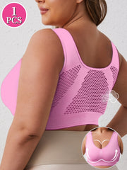 Women's Plus Size Sports Bra Breathable Mesh Padded for Yoga Fitness