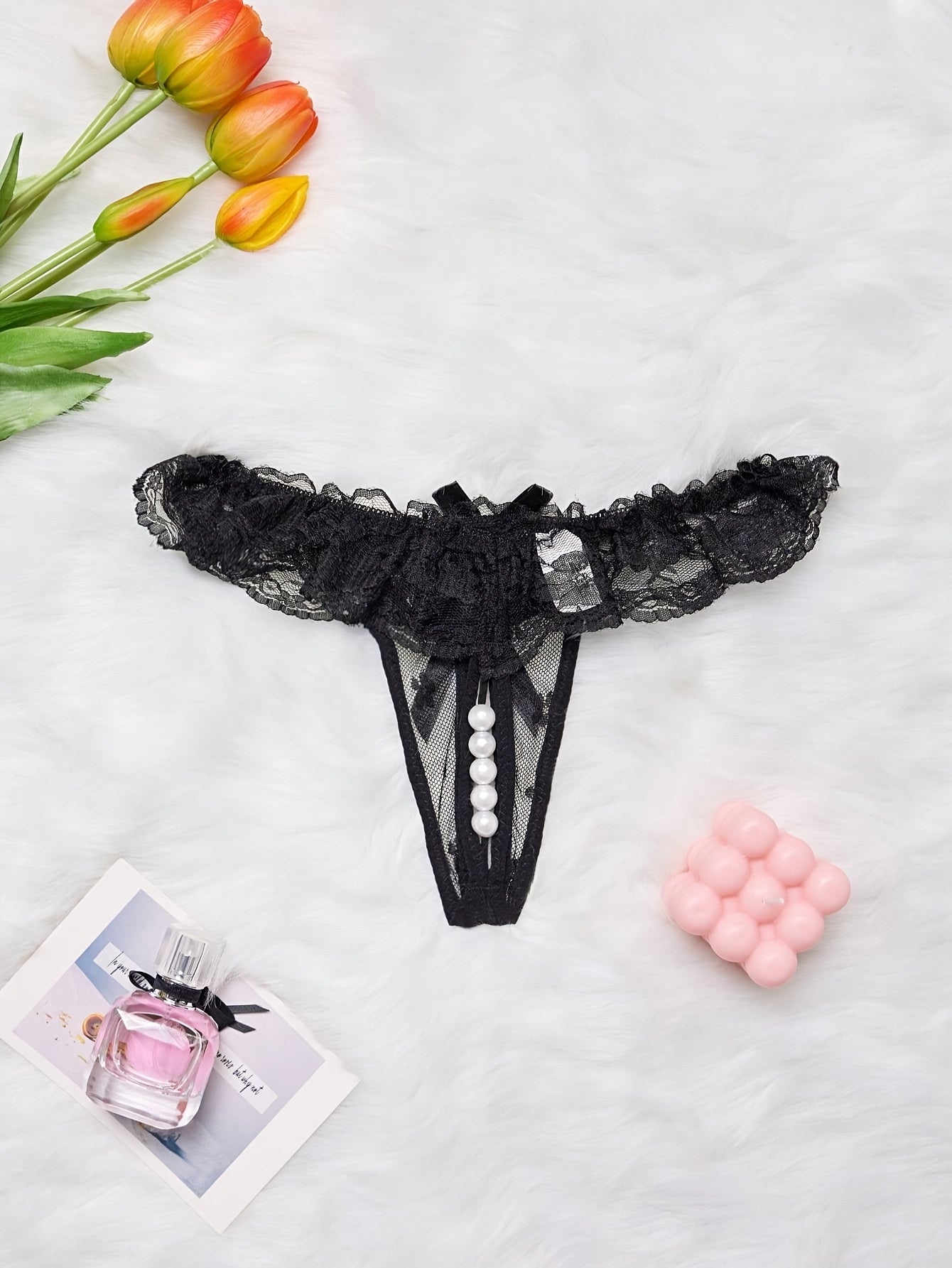 Women's Low Waist Beaded Lace Panties Sexy Underwear