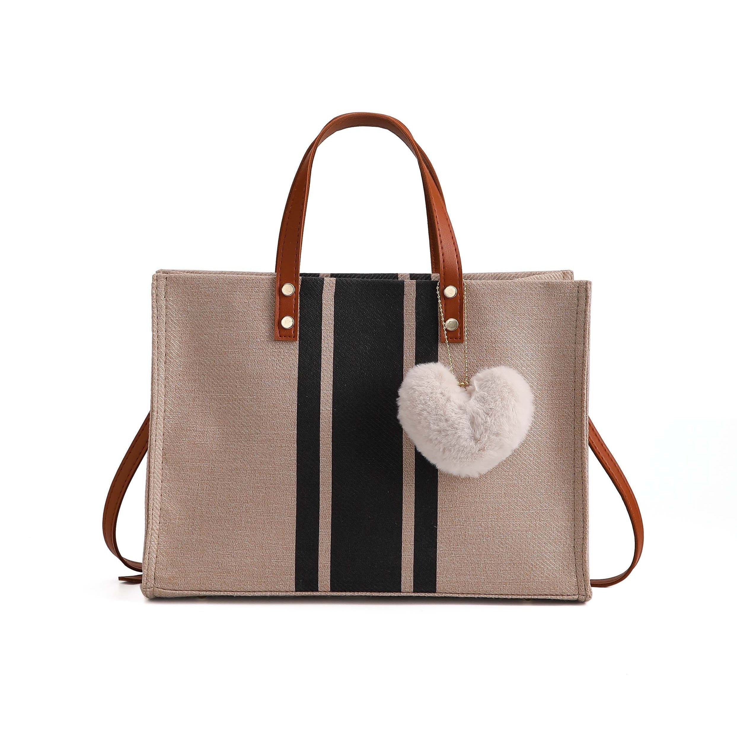 Women's Canvas Tote Bag Large Capacity Striped Polyester for Commuting