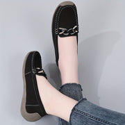 Women's Slip-On Loafers Faux Cover Upper Black Flat Shoes