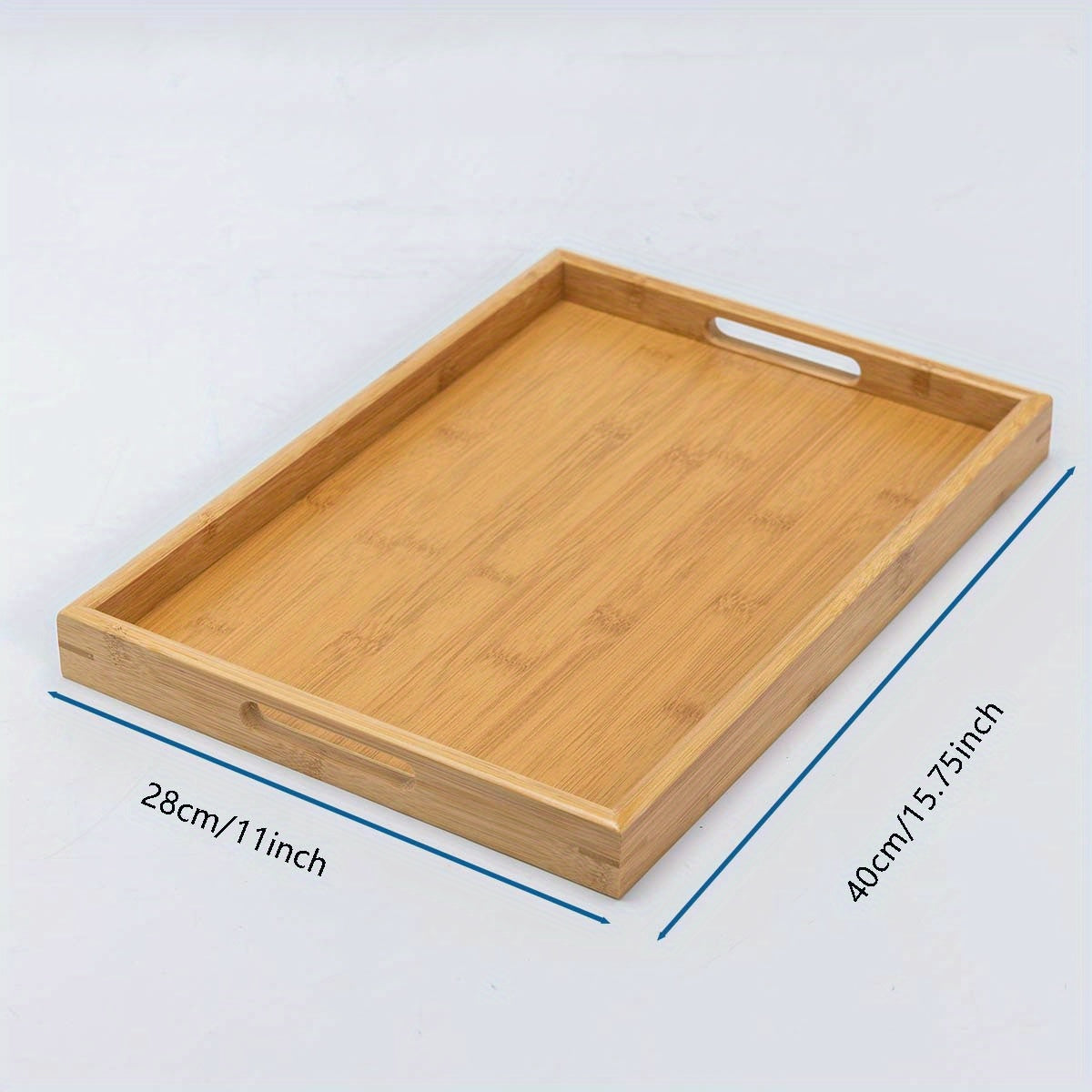 Bamboo Serving Tray with Handles for Eating, Working, and Storage