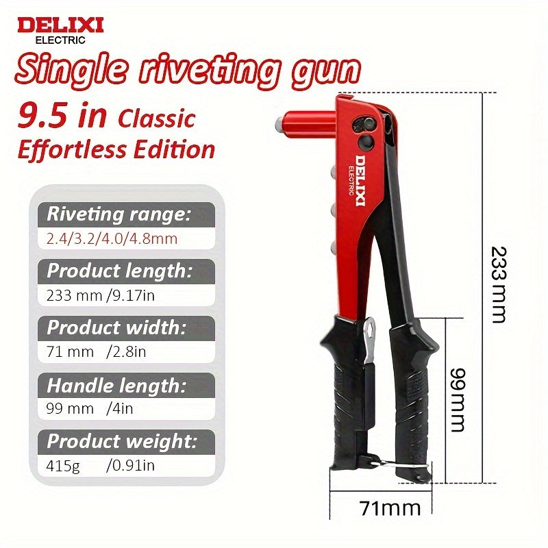 Manual Rivet Gun Set for Carpentry and Metalworking with Multiple Sizes