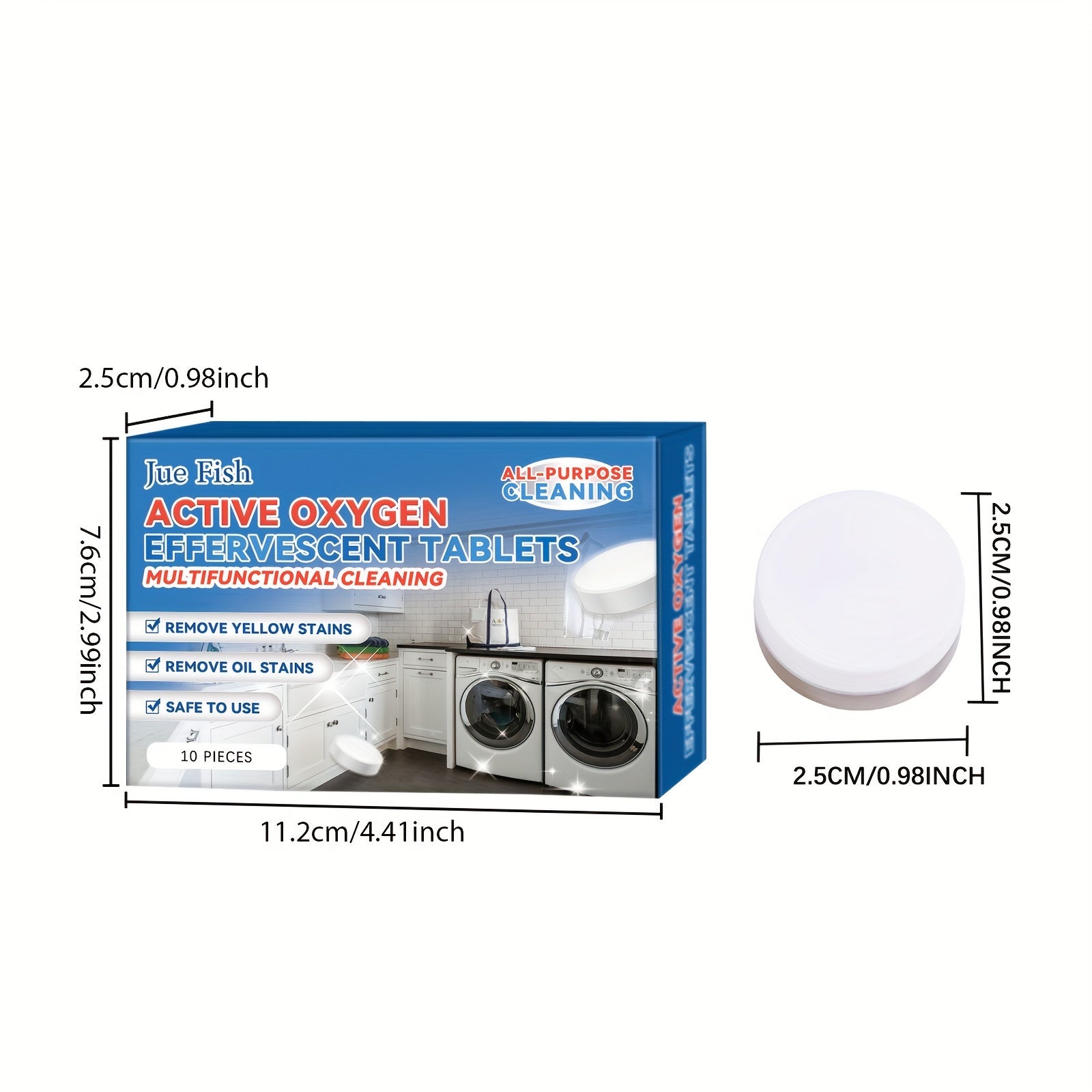 Set of 10 Oxygen Cleaning Tablets for Kitchen Grease and Oil Stains