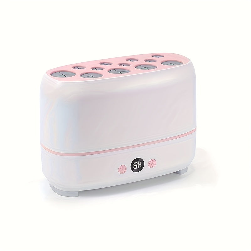 USB-Powered Makeup Brush Dryer with Multiple Slots Pink and White