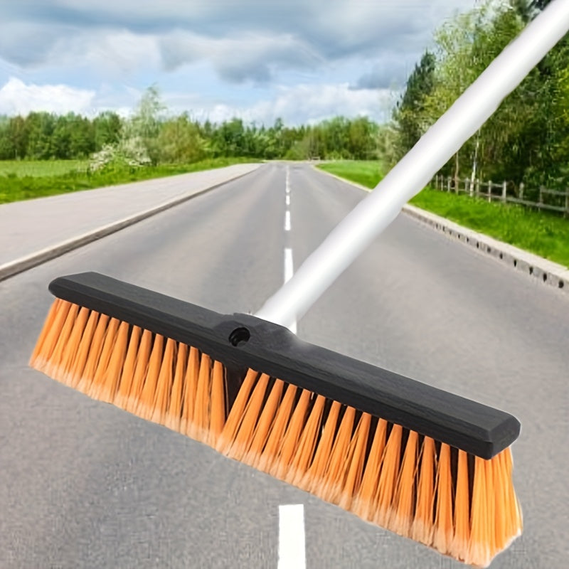 Escoba de empuje de ángulo amplio de 18 pulgadas con mango ajustable para limpieza en múltiples superficies