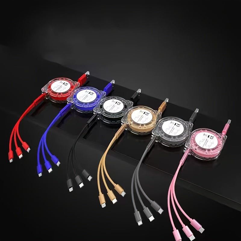 3-в-1 мобильный зарядный кабель, совместимый с устройствами iPhone, TYPE-C и Micro b