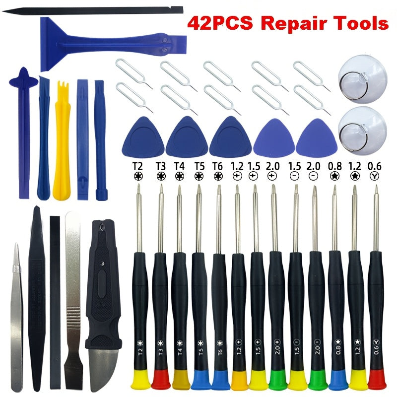 42-in-1 Mobile Phone Repair Tool Kit for iPhone iPad Laptop with Pry Bar Screwdriver Blade