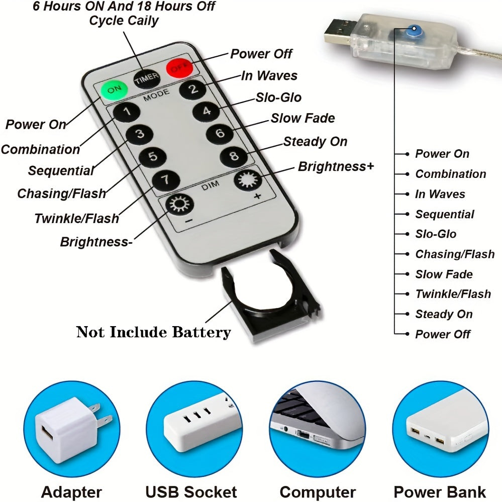 Luces de cortina de hadas con control remoto, alimentadas por USB, LED blanco cálido para decoración de interiores en dormitorios, bodas y fiestas