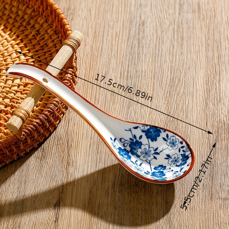 Ceramic Soup Spoons Set for Ramen and Soup Eating, Japanese Creative Design