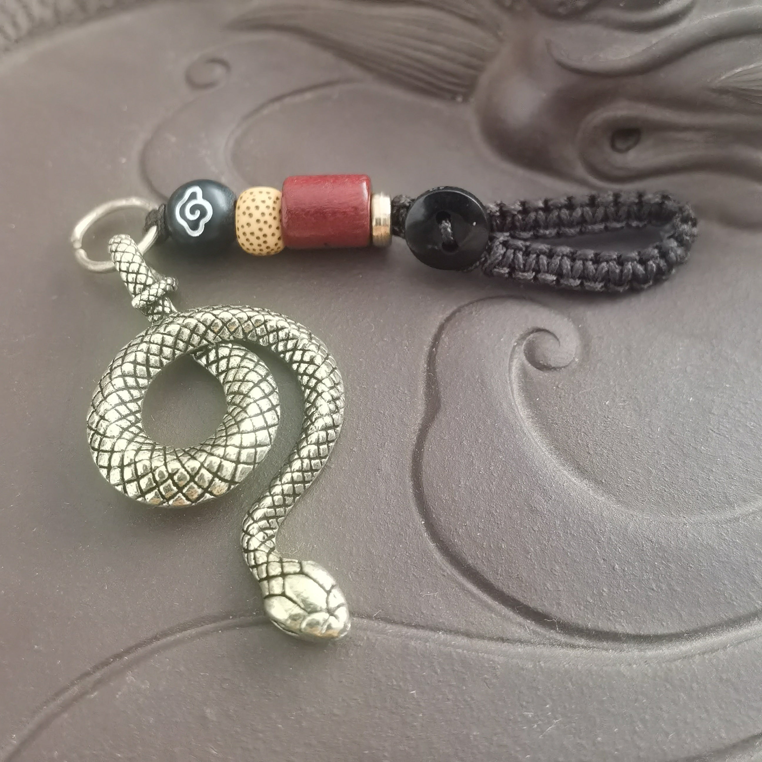 Brass Snake Keychain for Men Stylish Car and Bag Accessory
