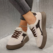Zapatillas casuales de lona de bajo perfil para mujer con cordones, color sólido, para todas las estaciones, suela de goma