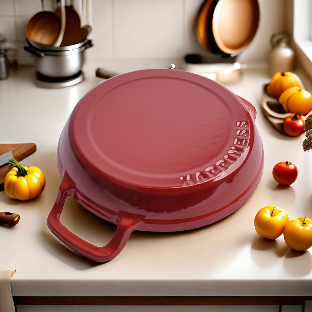 Cast Iron Enamel Frying Pan Non-Stick Skillet for Gas and Electric Stoves