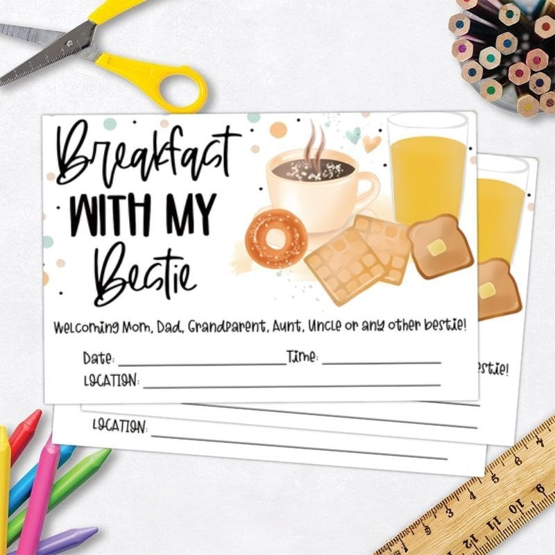 20 Invites for Breakfast with Best Friend at Preschool Mother's Day Out Party