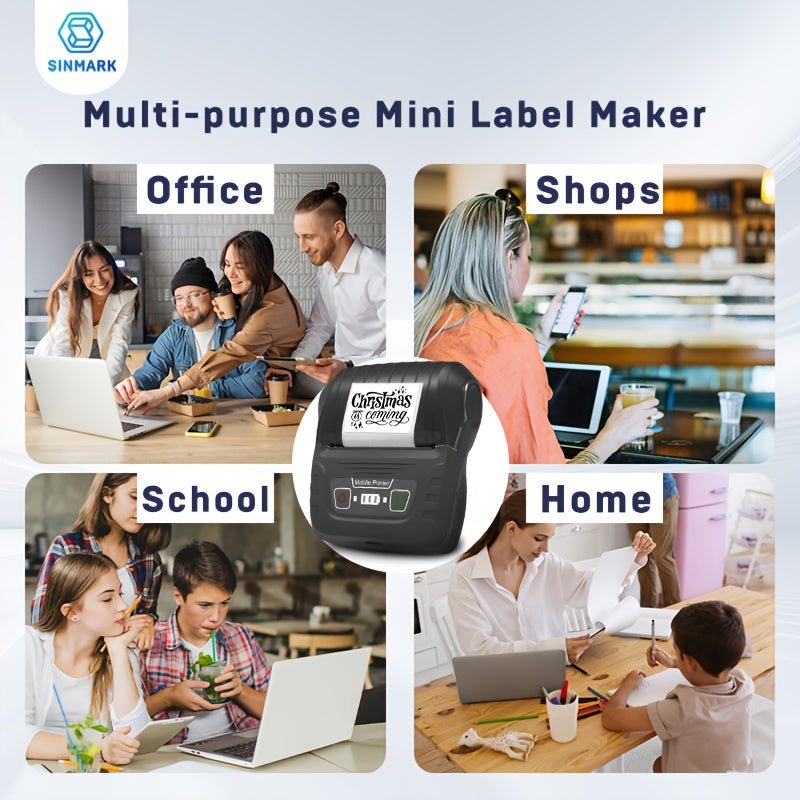 Portable Thermal Label Maker Printer with Rechargeable Battery and Wireless Connectivity