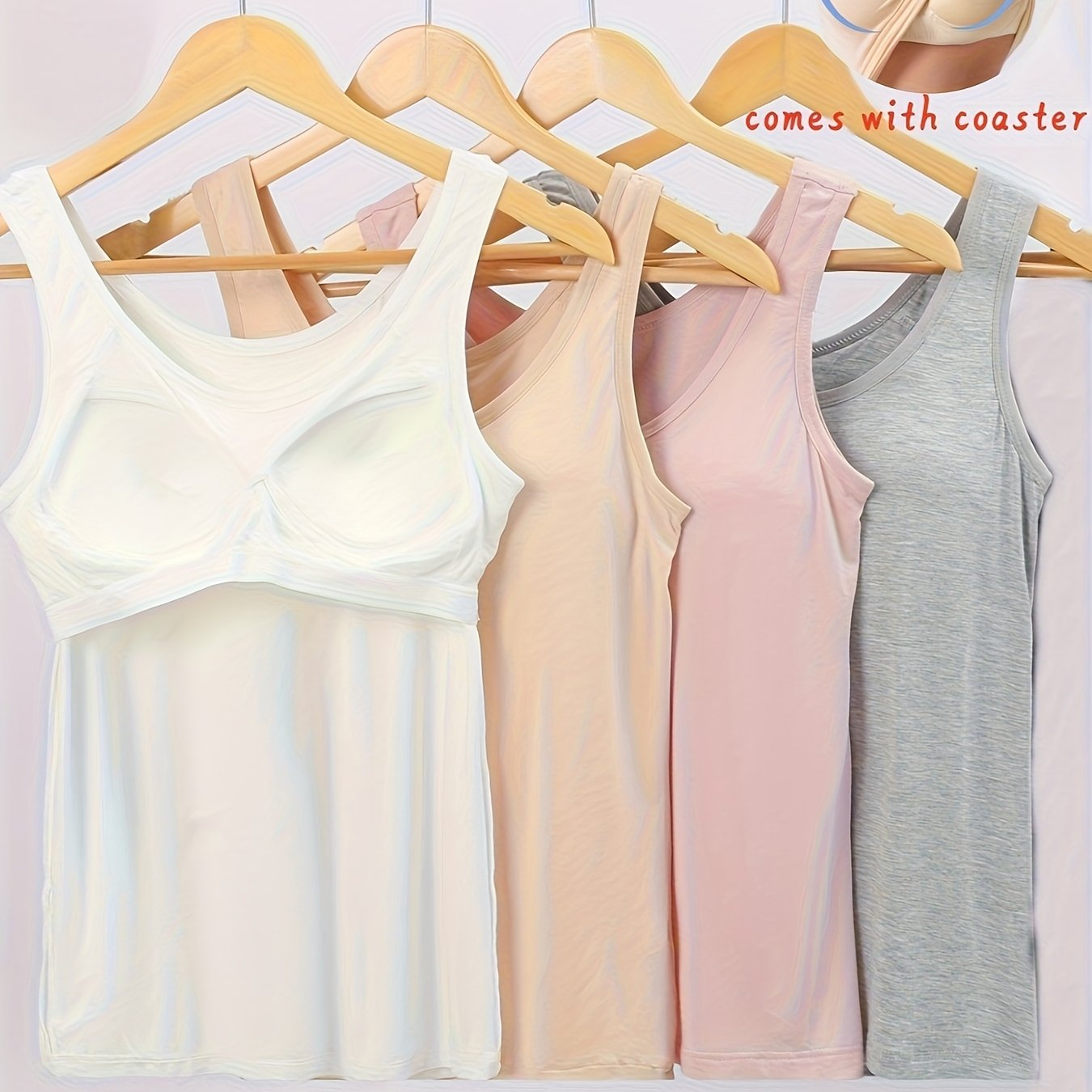 Women’s Plus Size Sleeveless Athletic Tank Tops with Built-In Bra Rayon Blend