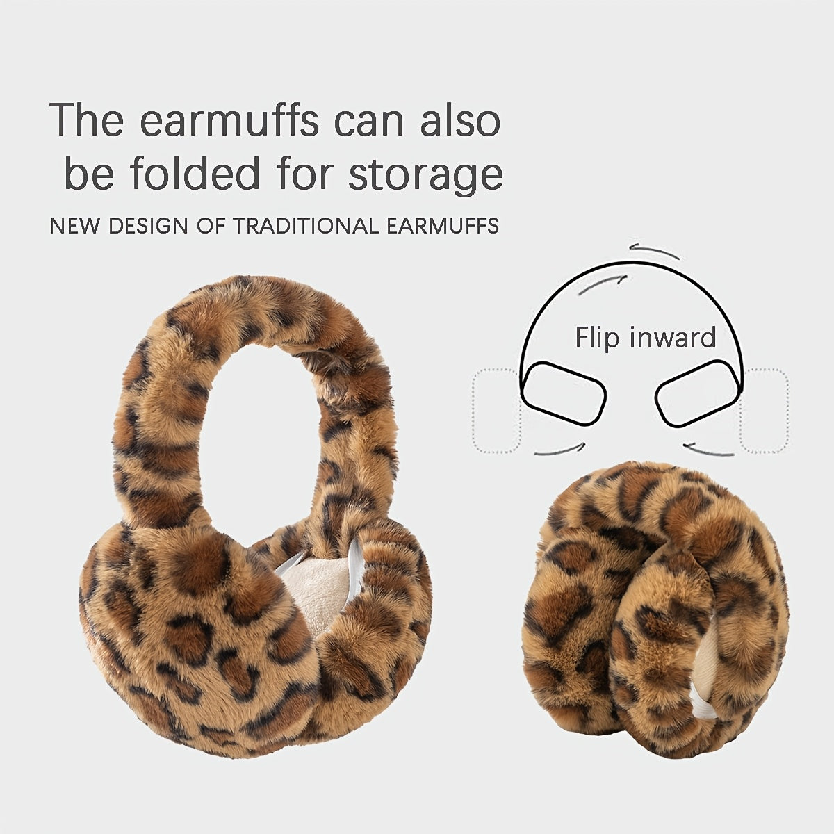 Stylish Women's Leopard Print Ear Muffs Cozy Polyester Hand Washable Ear Protection