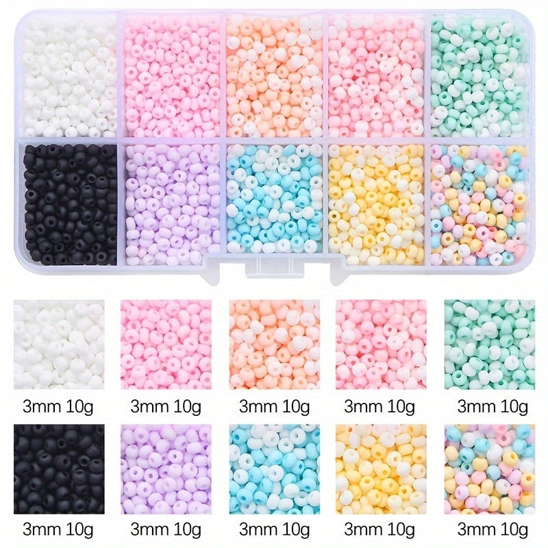 3000pcs 3mm Glass Beads for Jewelry Making in 15 Colors DIY Bracelet Necklace Craft Kit
