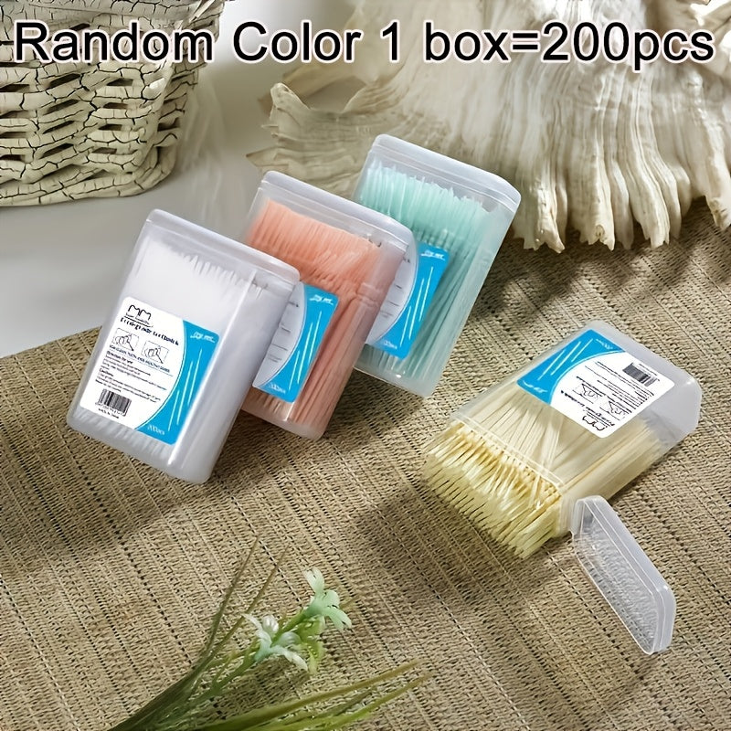 200Pcs Disposable Plastic Toothpicks Dual-Tip for Deep Clean Oral Care