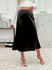Women's Solid Color High Waist Trumpet Skirt Spring Summer Polyester Micro Elasticity