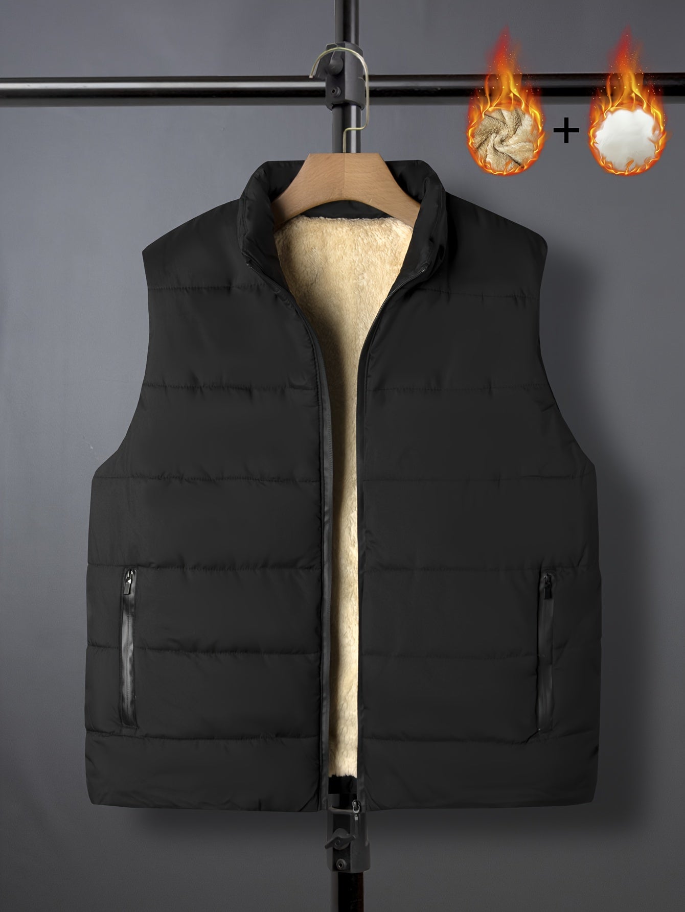 Men's Plus Size Outdoor Vest Fall Winter Solid Color Casual Sleeveless Jacket