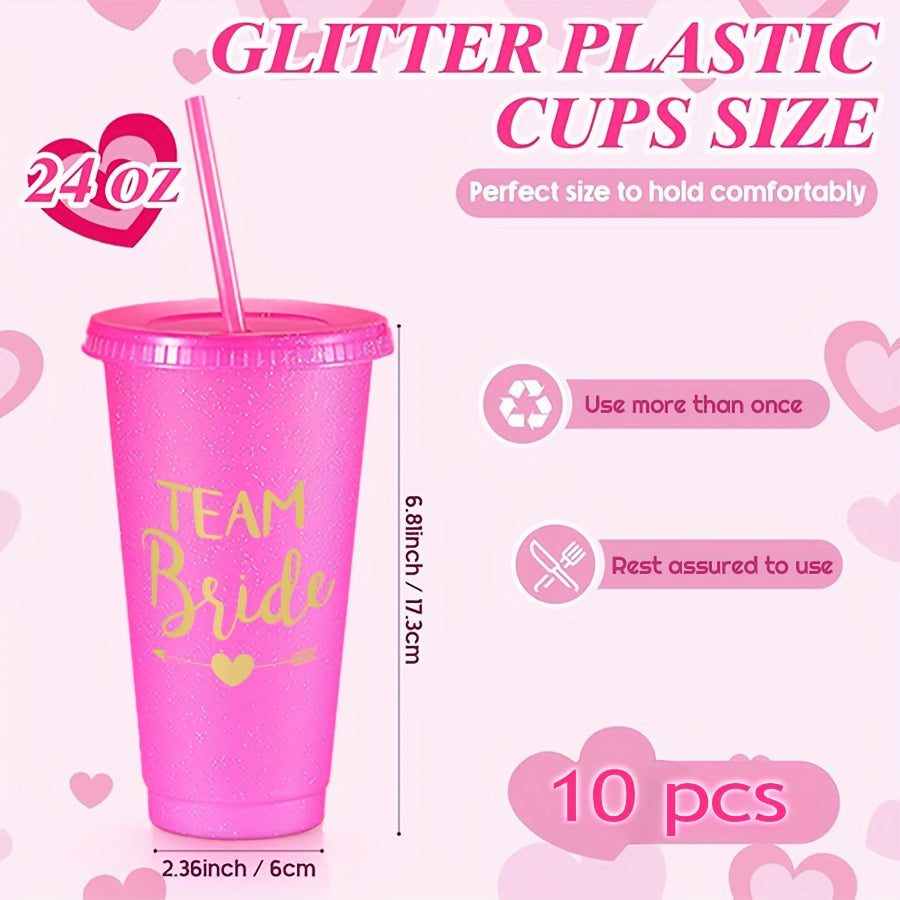 10oz Bachelorette Party Tumblers with Lids and Straws for Bridesmaids and Bridal Gifts
