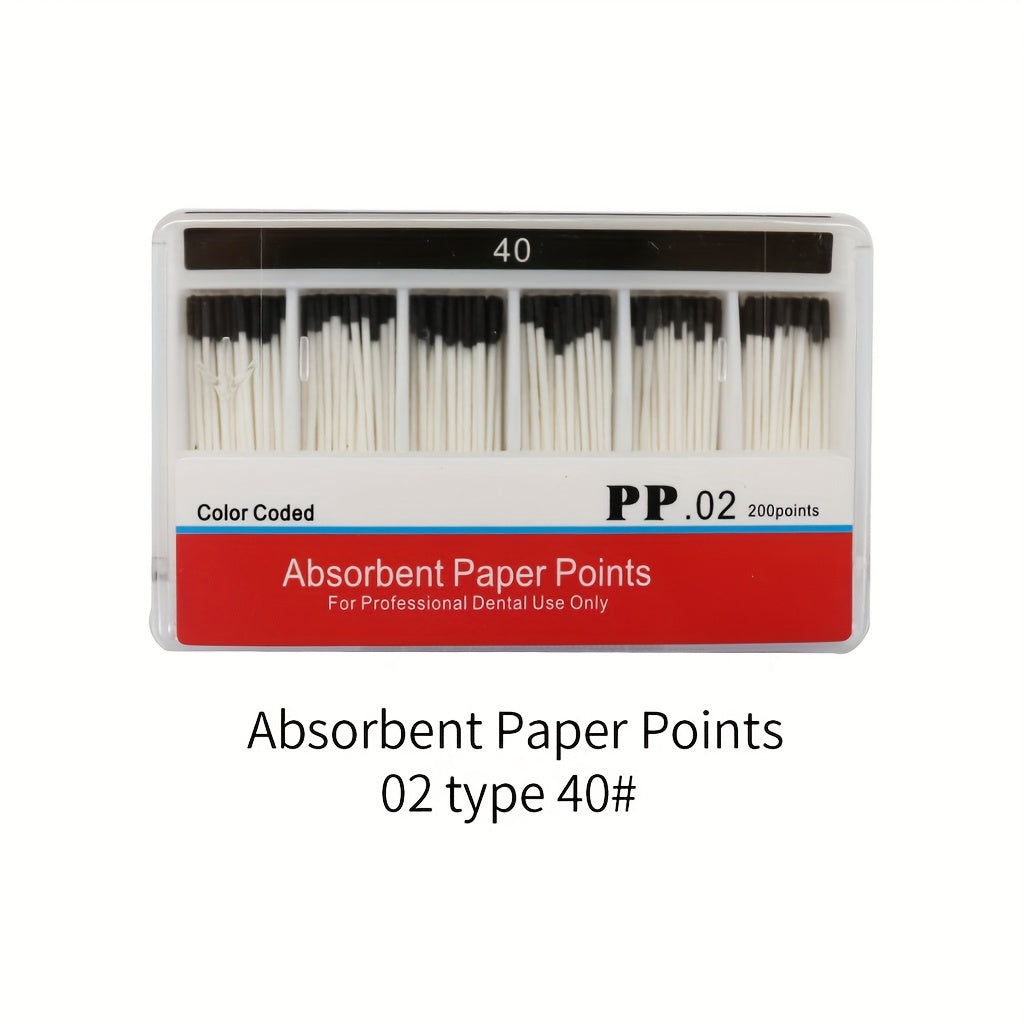 Absorbent Paper Points Set of 200 for Taper 02 Sizes 15 20 25 30 40