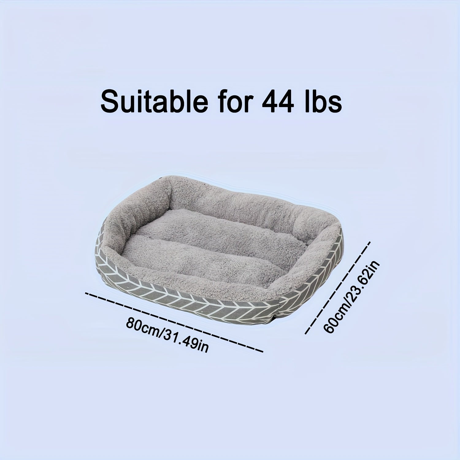 Pet Bed Small Dogs Cats Argyle Polyester Non-Slip Waterproof Grey