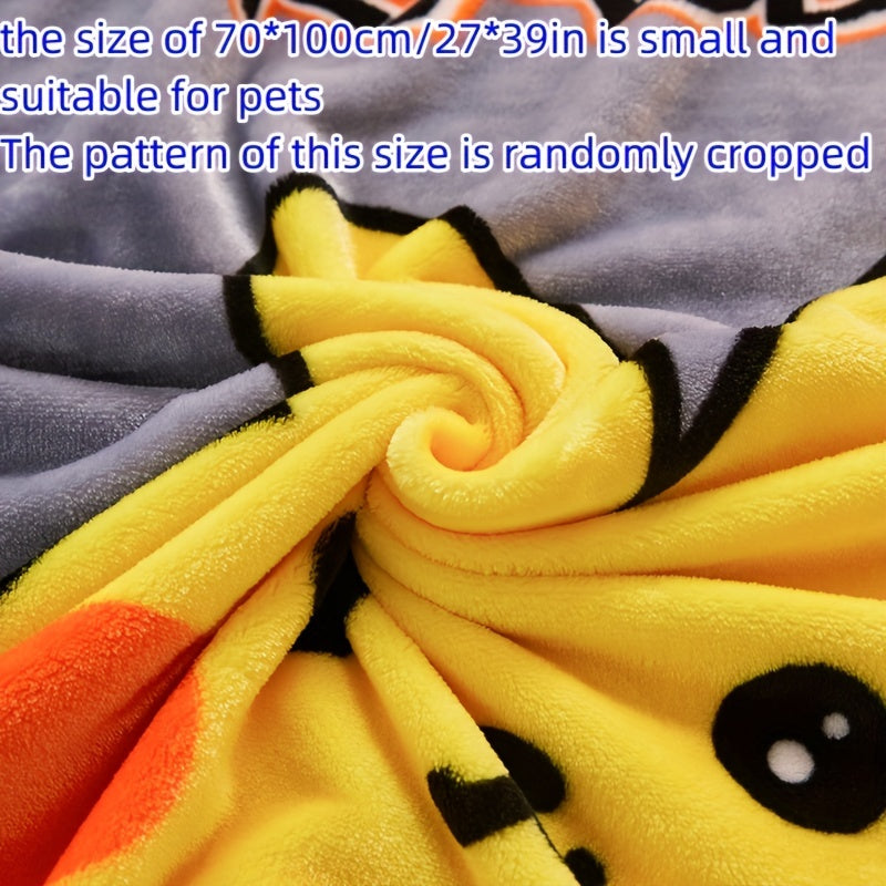 Cozy Flannel Blanket with Cartoon Print for Couch Bed Travel and Camping