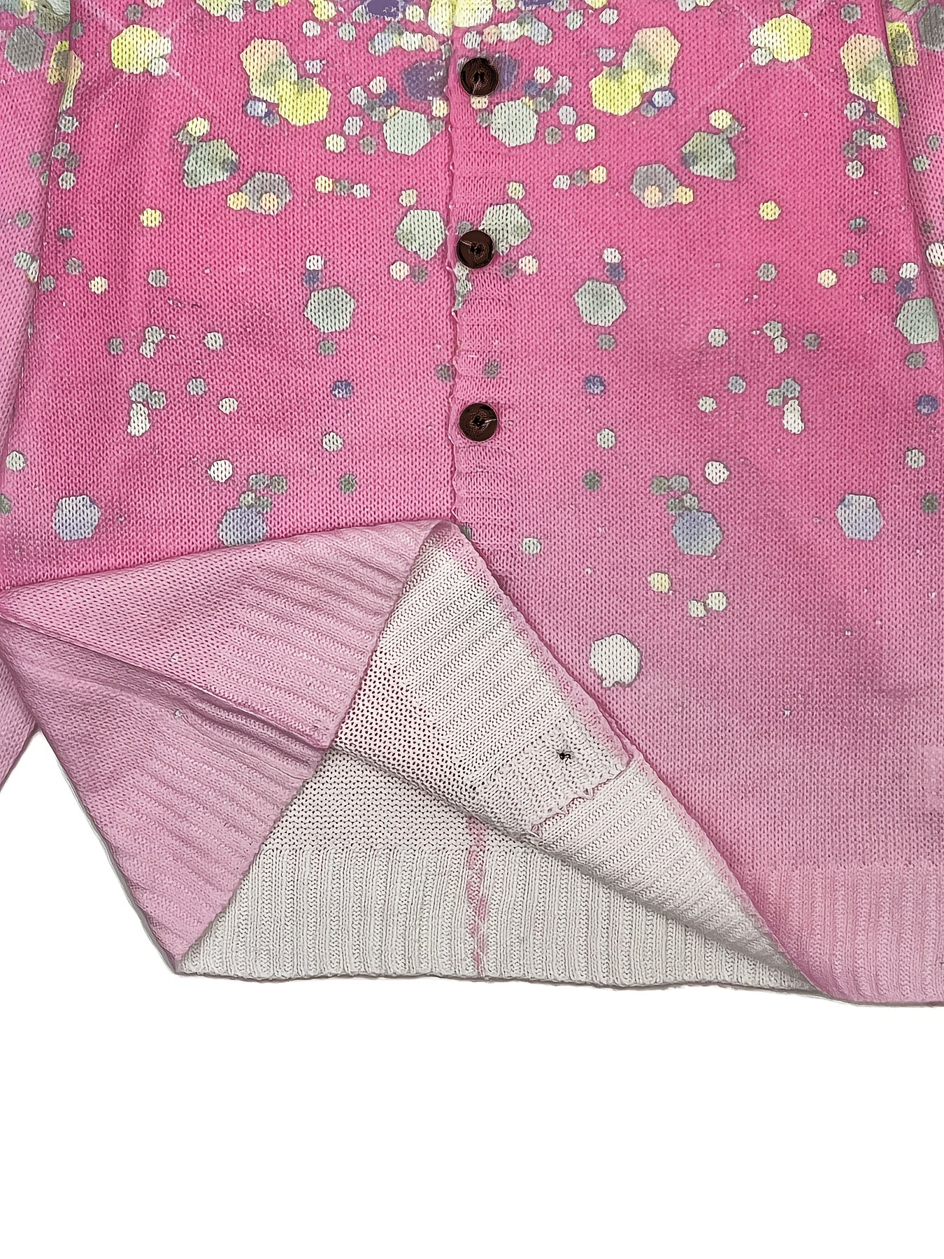 Women's Digital Print Long Sleeve Open Front Sweater Jacket