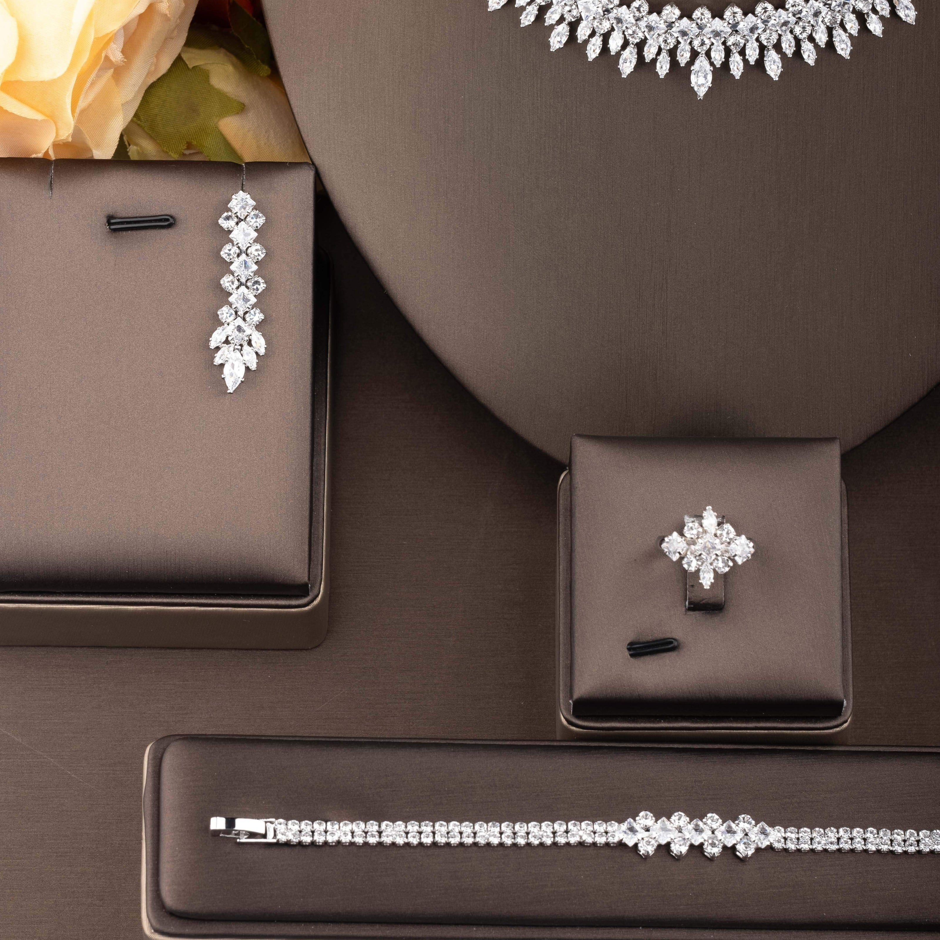 Gold Plated Cubic Zirconia Jewelry Set for Women Bridal and Everyday Wear