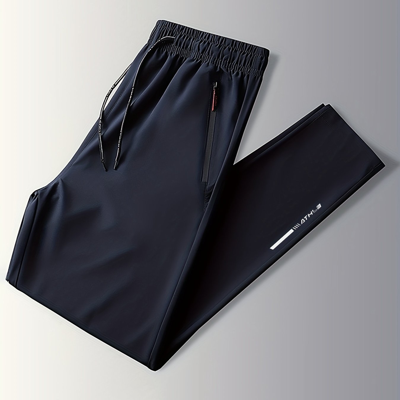 Pantalones deportivos casuales de verano para hombre, transpirables, de poliéster, corte regular, con cremallera y estampado