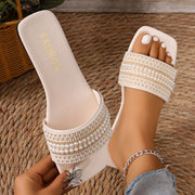 Women's Pearl Rhinestone Decor Indoor Sandals Comfortable All-Season