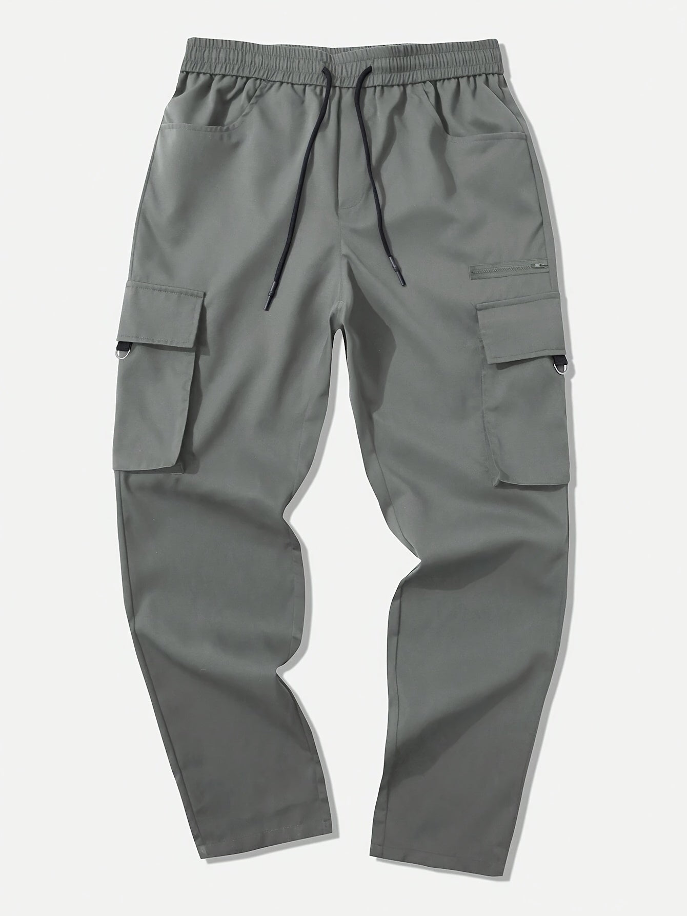 Men's Cargo Pants with Multiple Pockets Drawstring Waist Solid Polyester All-Season Street Style