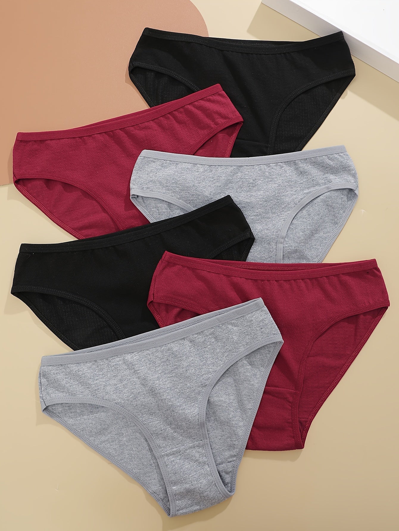 Bragas de algodón para mujer de tiro bajo, pack de 6, colores surtidos, transpirables y cómodas