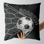 Funda de almohada con patrón de fútbol para entusiastas del deporte con diseño de portería de fútbol, funda moderna para cojín decorativo
