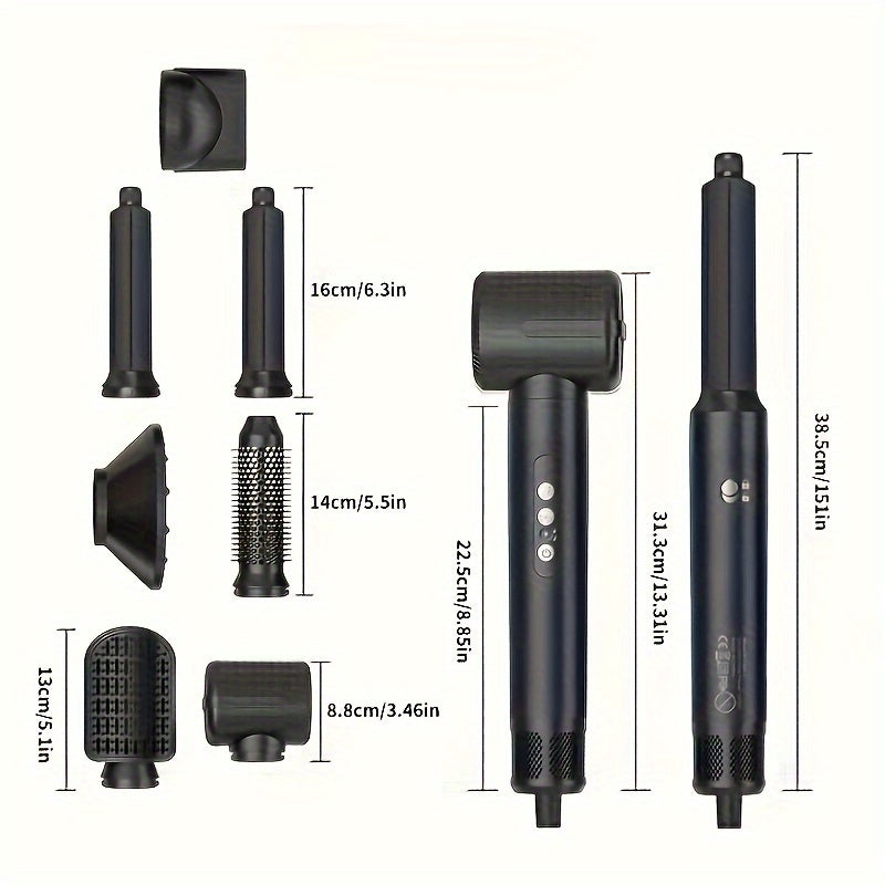 7-in-1 Hair Styling Tool with 1400W Power and 110000 RPM Includes Diffuser Curling Wand Concentrator Volumizer and Straightener Brush