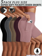 Women Plus Size High Waisted Biker Shorts With Pockets for Workout Yoga