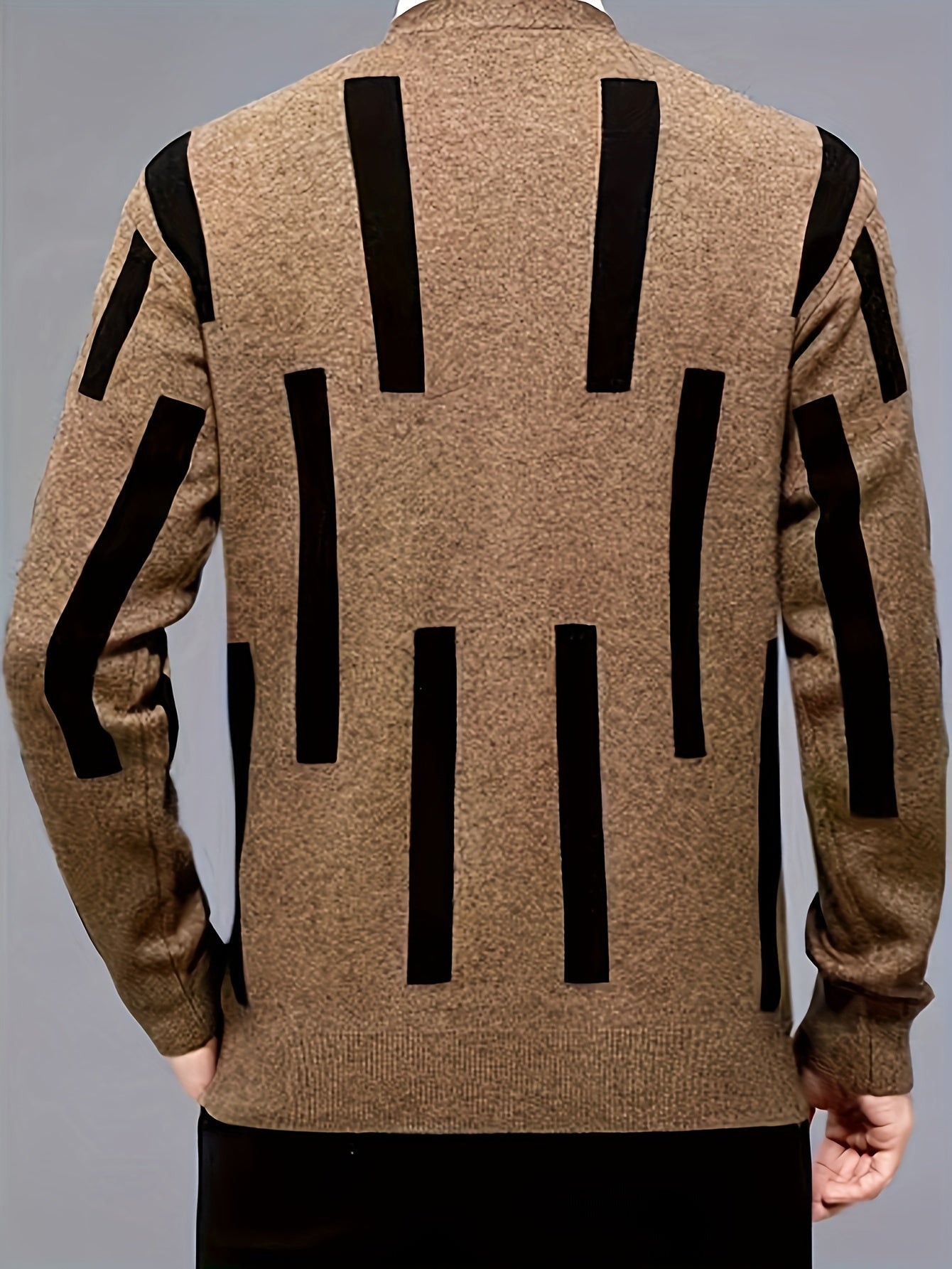 Men's V-Neck Cardigan Sweater Lightweight Cotton Blend Stripes Casual All-Season