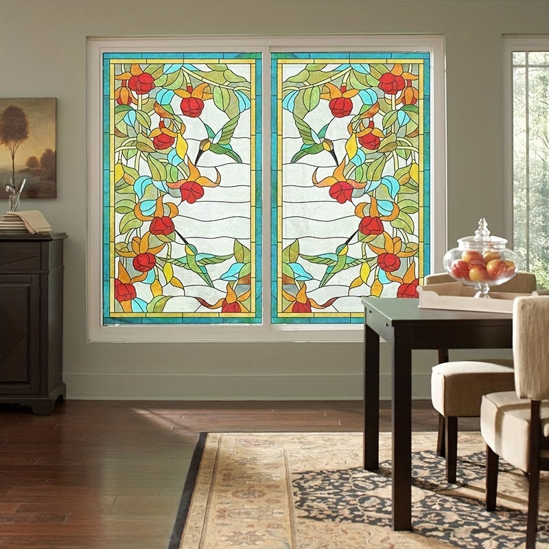 European Retro Stained Glass Window Decals for Privacy and Decoration