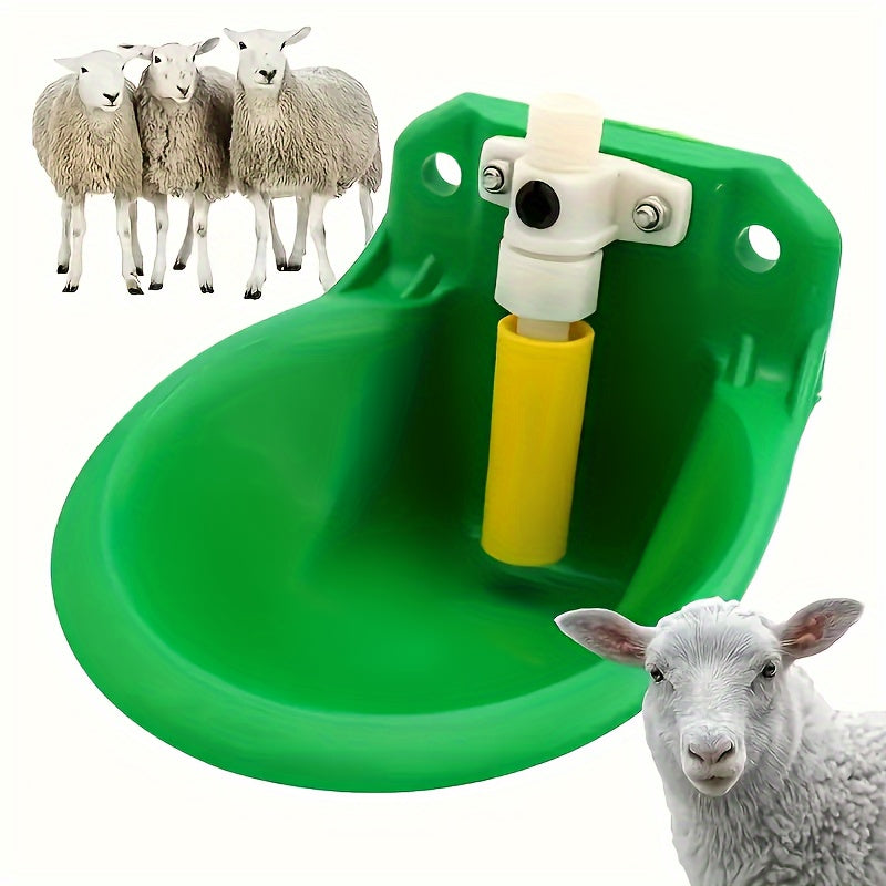2-in-1 Livestock Feeder with Automatic Water Dispenser for Sheep and Goats Green Plastic