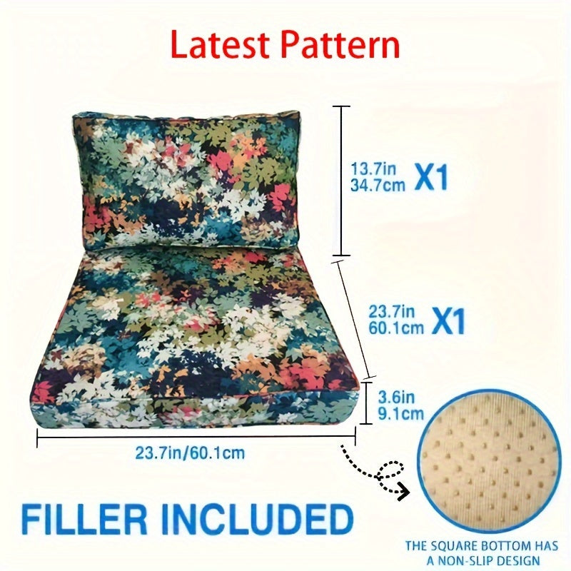 Waterproof Deep Seat Cushion with Zippered Backrest 60.96x60.96x10.16 cm Indoor Outdoor