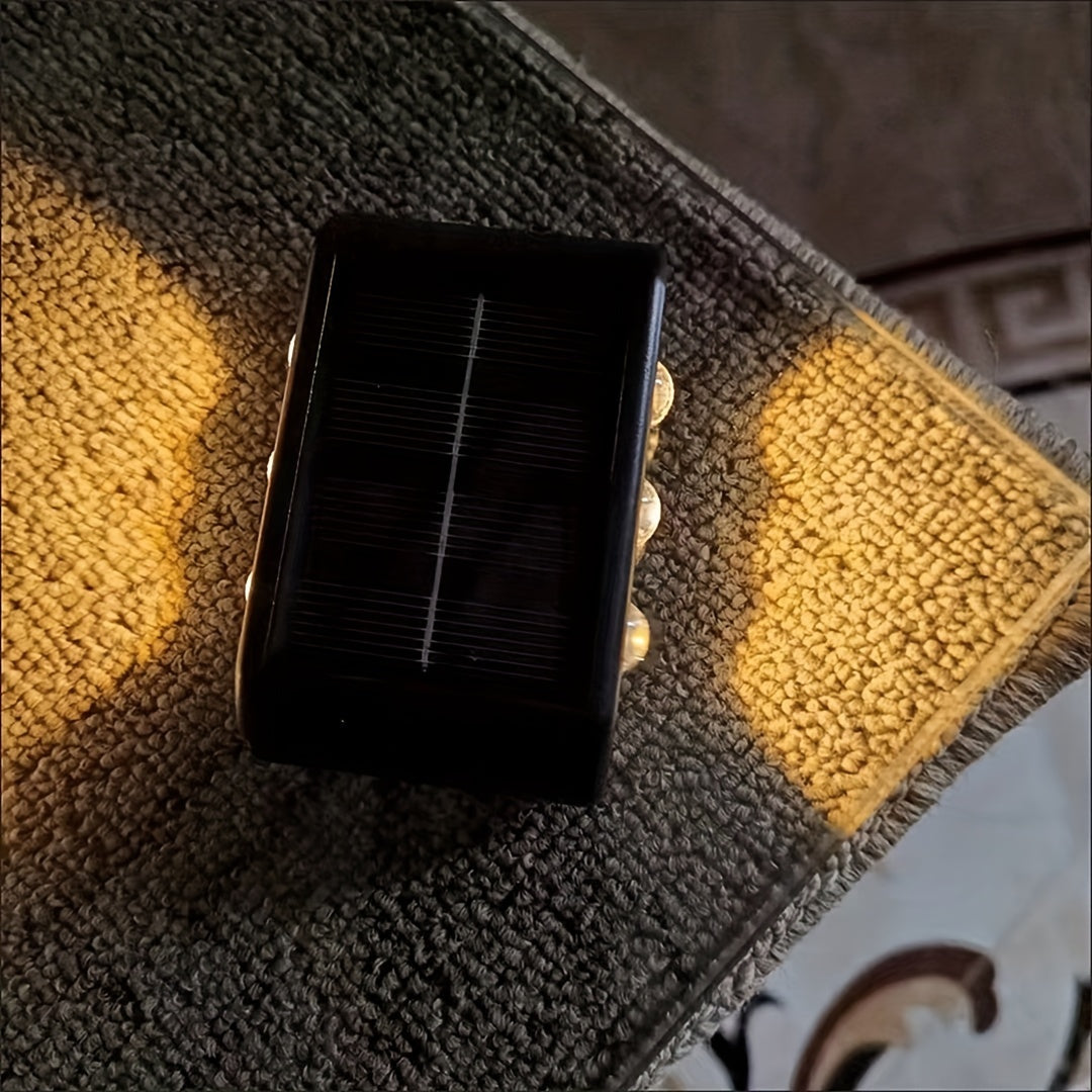 6 LED Warm Light Solar Wall Sconce Outdoor Decorative Lighting Acrylic Shade Metal-Like Plastic Housing