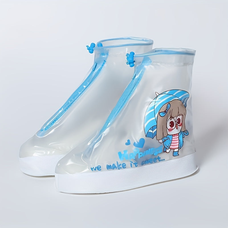 Kids Rainproof Shoe Covers Waterproof Non-Slip PVC Booties for Boys Girls
