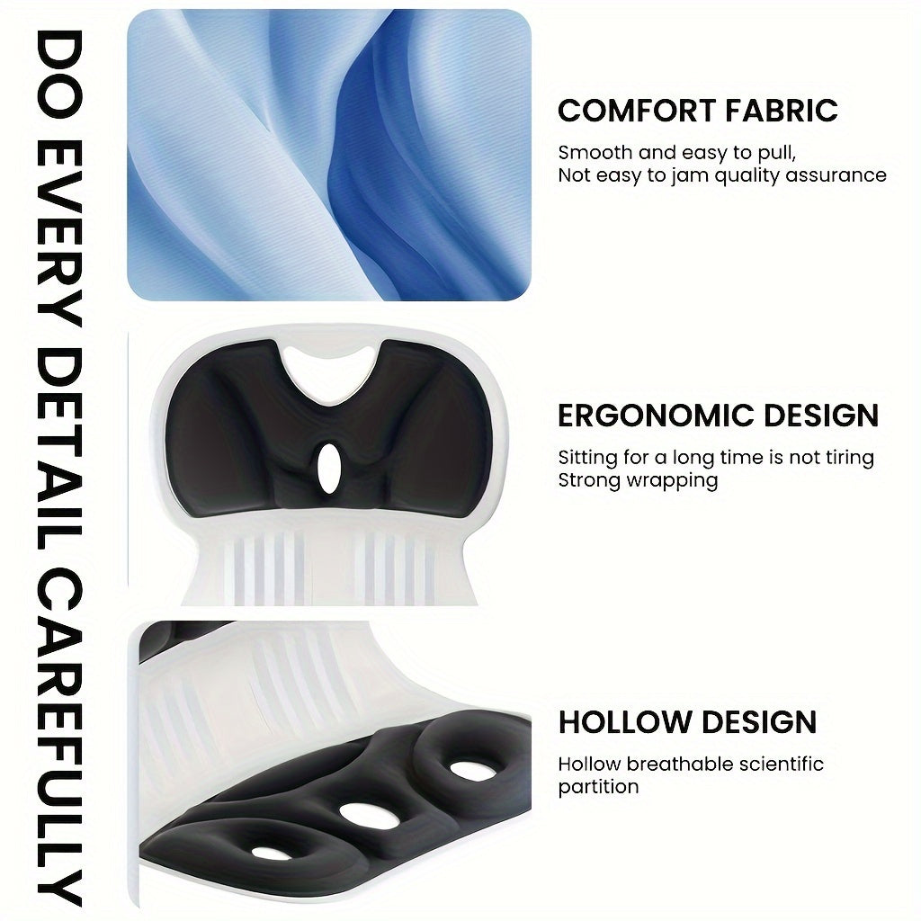 Ergonomic Lumbar Support Pillow Washable Nylon Cover Black Grey Non-Electric Seat Pad