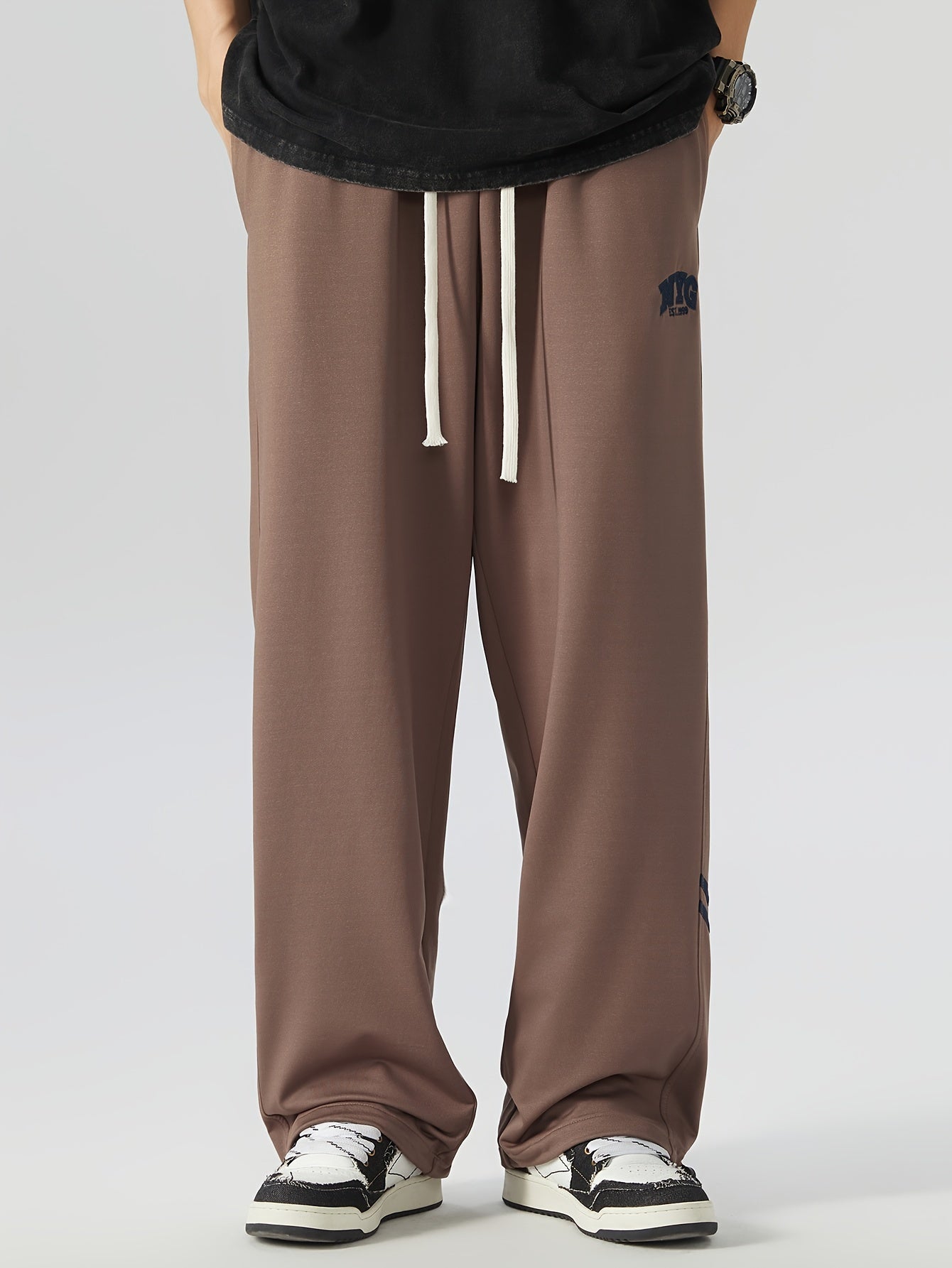 Men's Plus Size Joggers Loose Fit Geometric Knit Fabric All-Season Sports Pants