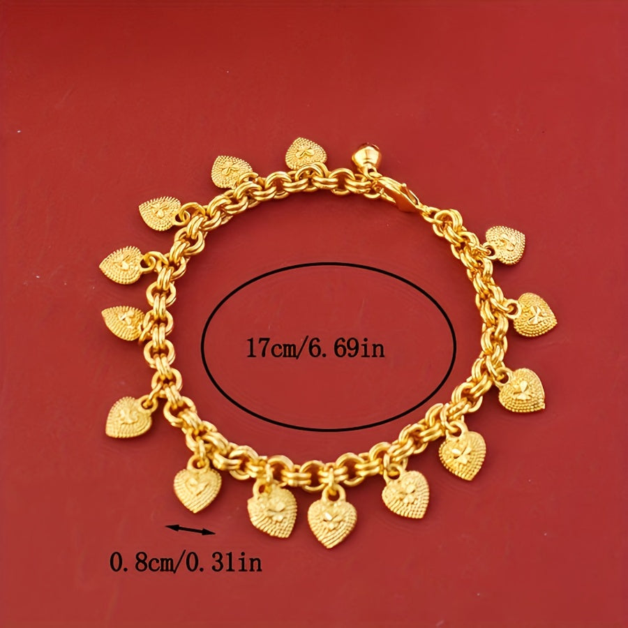 Women Copper Link Bracelet 18K Gold Plated Jewelry for Weddings Parties and Occasions