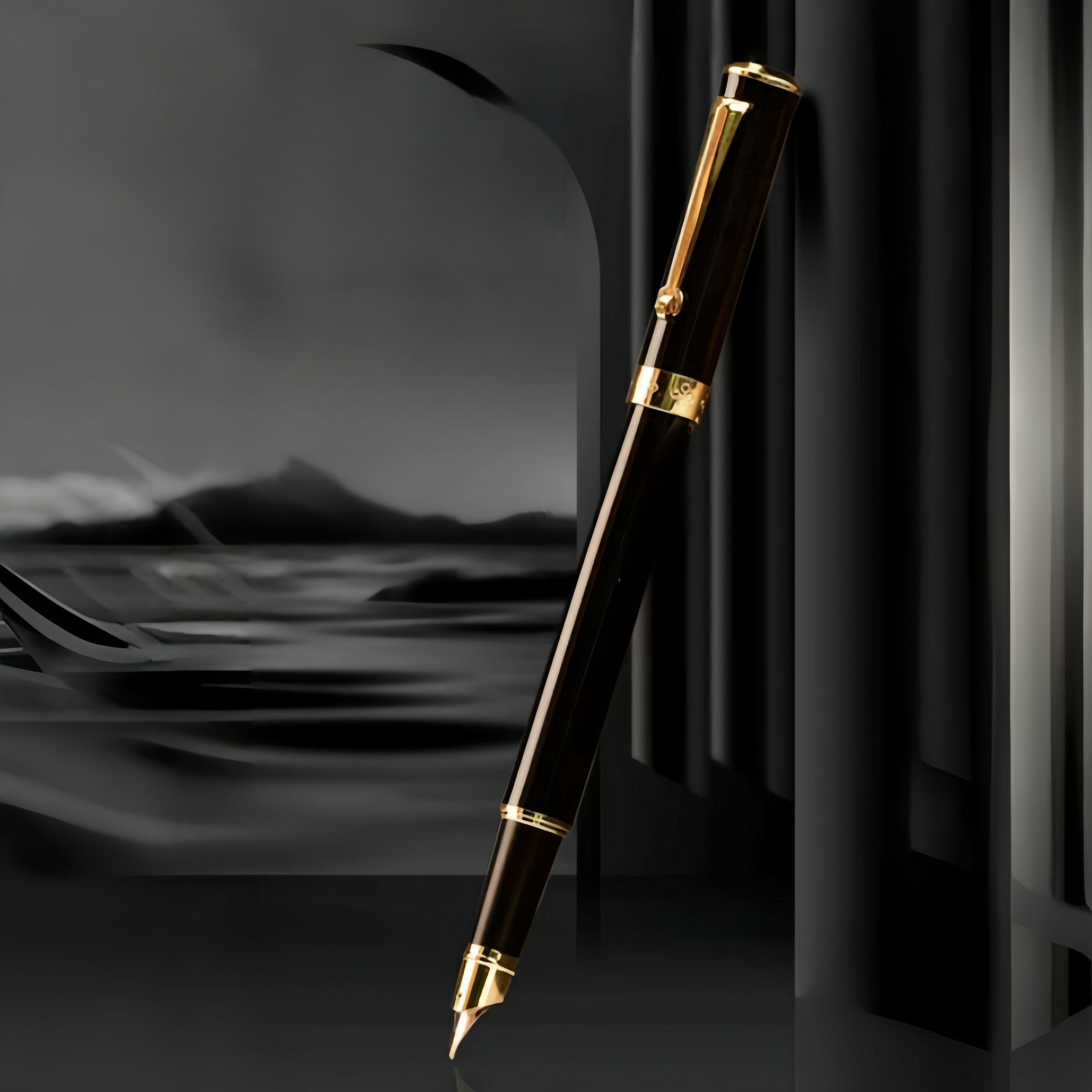 Metall qalam 0.5mm nozik nib va qopqoqni bosish bilan yopish. Biznes va shaxsiy imzolar uchun mos. 3.4mm siyoh shishalari bilan ishlaydi.